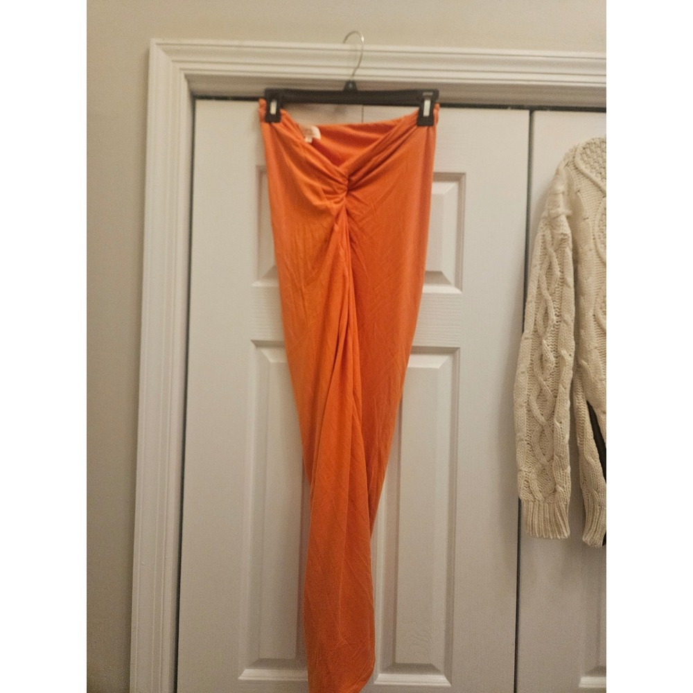 Camila Coelho Orange Twist Front Maxi Skirt and Crop Top Set Small